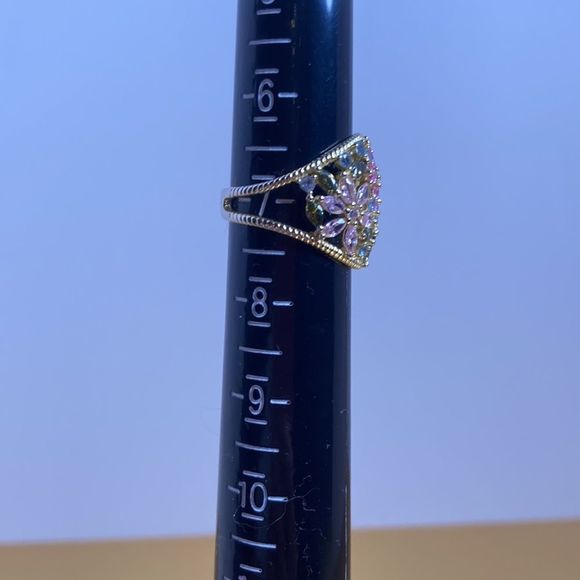 Cate d' Argent Ring 14k Gold Plated Over 925 Sterling Multi Colored Stones Ring - Picture 12 of 13